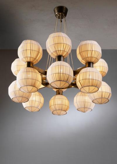 Brass and fabric chandelier