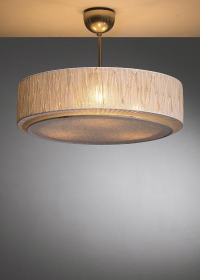 Brass and fabric pendant lamp