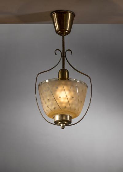 Brass and glass pendant