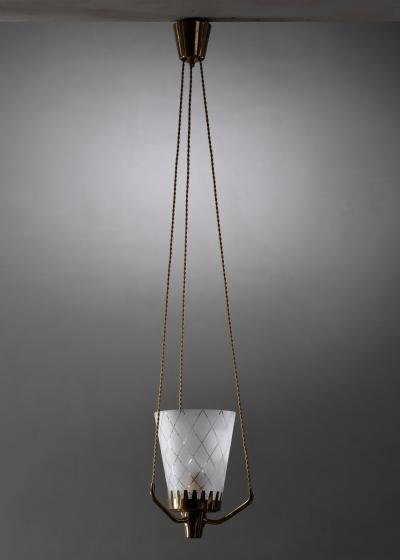 Brass and glass pendant