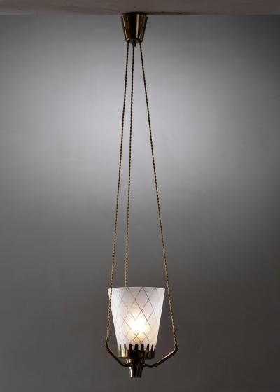 Brass and glass pendant