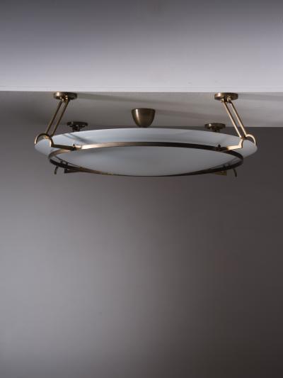 Brass and opaline glass flush mount