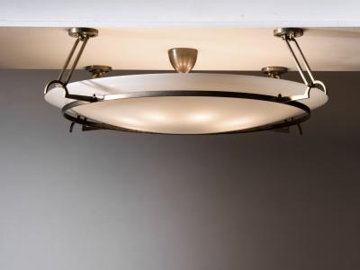 Brass and opaline glass flush mount