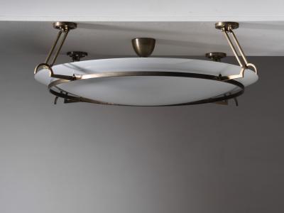 Brass and opaline glass flush mount