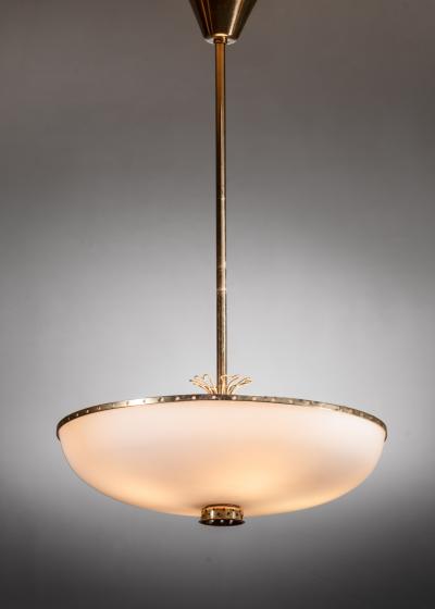 Brass and opaline glass pendant