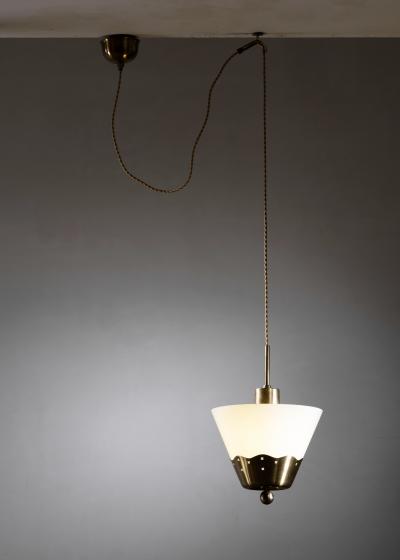 Brass and opaline glass pendant