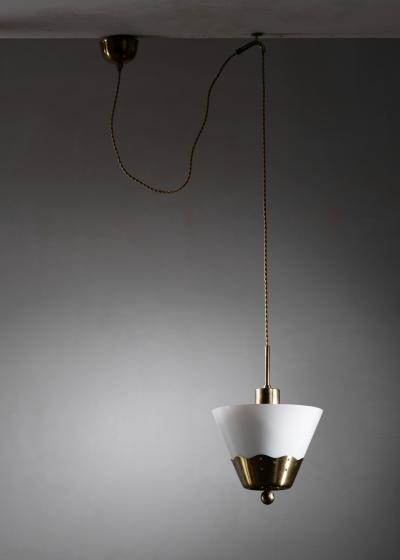 Brass and opaline glass pendant