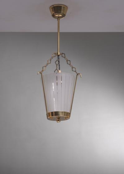 Brass and striped glass pendant