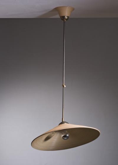 Brass and wood pendant lamp