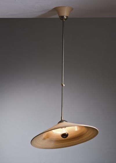 Brass and wood pendant lamp
