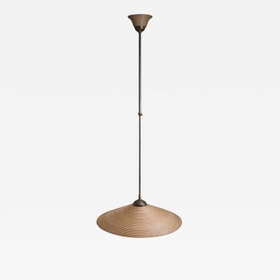 Brass and wood pendant lamp