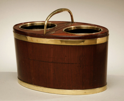 Brass bound mahogany wine cooler c 1800