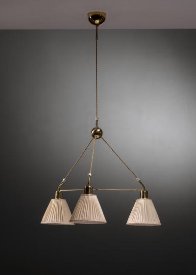 Brass chandelier with 3 shades