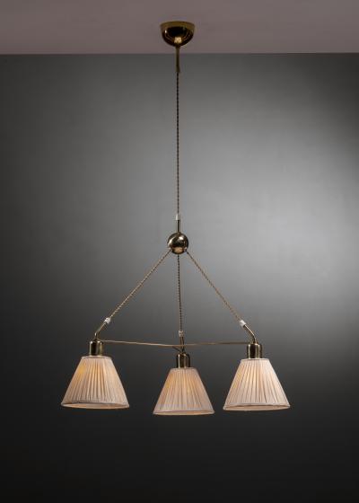 Brass chandelier with 3 shades