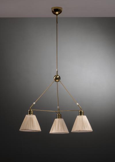 Brass chandelier with 3 shades