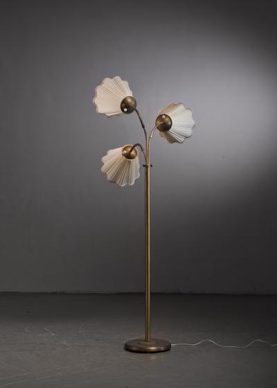 Brass floor lamp with 3 shades