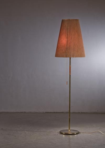 Brass floor lamp with paper shade