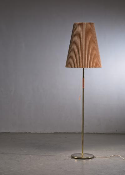 Brass floor lamp with paper shade