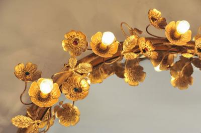 Brass flower lit up Gracie wall mirror