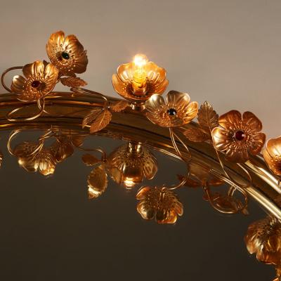 Brass flower lit up Gracie wall mirror