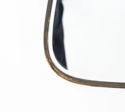 Brass frame mid century Italian mirror with beveled mirror plate c1950