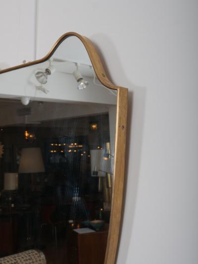Brass frame shield shape mirror Italy c1950