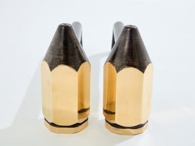 Brass pencil andirons wrought iron 1960s