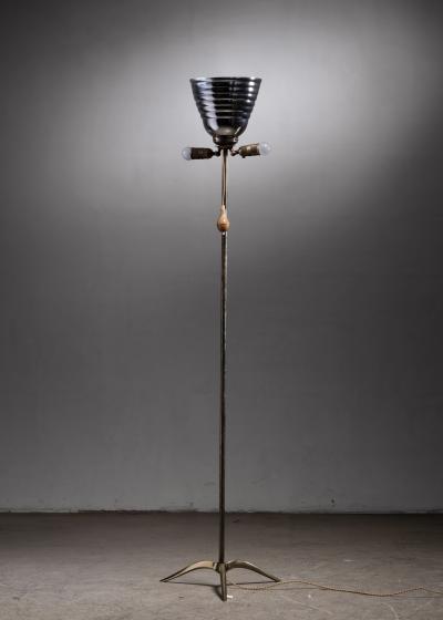 Brass tripod floor lamp