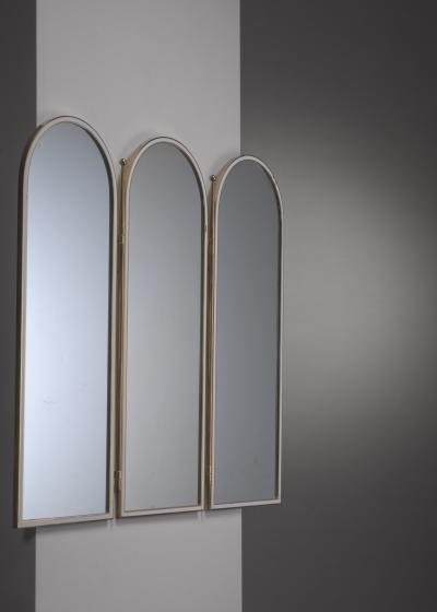 Brass triptych wall mirror