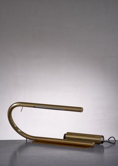 Brass tube desk lamp by Cheret