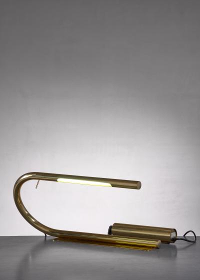 Brass tube desk lamp by Cheret