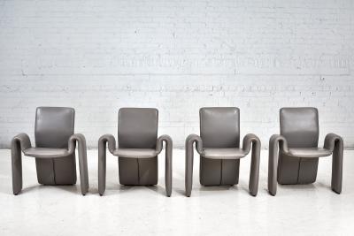 Brayton International Gray Leather Lounge Chairs 1980
