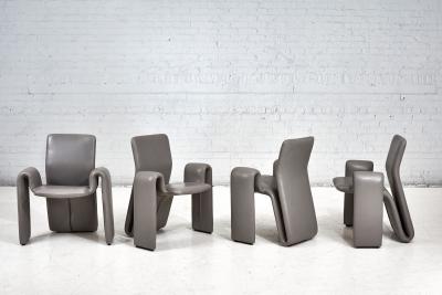 Brayton International Gray Leather Lounge Chairs 1980