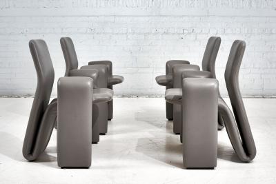 Brayton International Gray Leather Lounge Chairs 1980