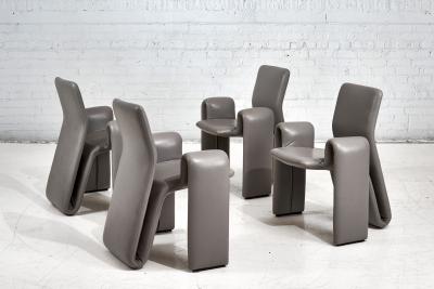Brayton International Gray Leather Lounge Chairs 1980