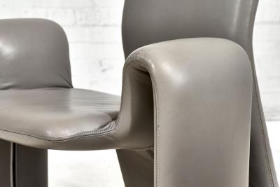 Brayton International Gray Leather Lounge Chairs 1980