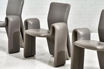 Brayton International Gray Leather Lounge Chairs 1980