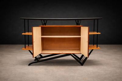 Brazilian Bar in Imbuia Roxinho Pau Marfim with Party Motif Marquetry