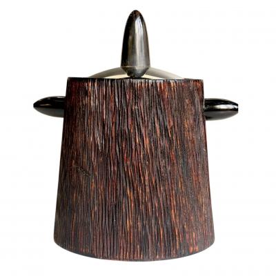 Brazilian Hardwood Horn and Chrome Ice Bucket 1960