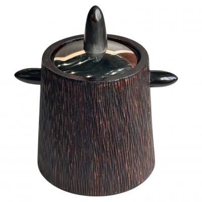 Brazilian Hardwood Horn and Chrome Ice Bucket 1960