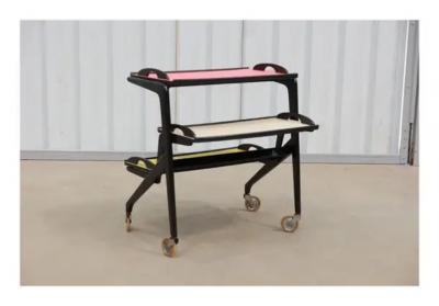 Brazilian Mid Century Bar Cart in Hardwood and Formica by Moveis Bergamo 1950 s