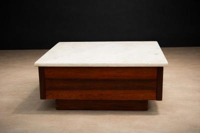 Brazilian Mid Century Coffee Table in Rosewood with Marble Top Unknown 1960s