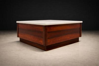 Brazilian Mid Century Coffee Table in Rosewood with Marble Top Unknown 1960s