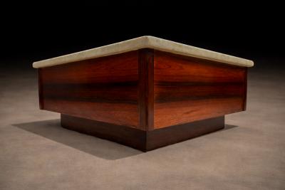 Brazilian Mid Century Coffee Table in Rosewood with Marble Top Unknown 1960s