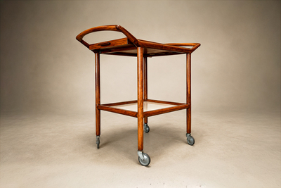 Brazilian Mid Century Modern Bar Cart in Cavi na Wood Brazil 1960s