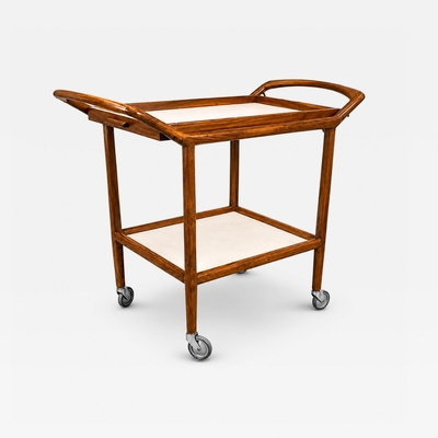 Brazilian Mid Century Modern Bar Cart in Cavi na Wood Brazil 1960s