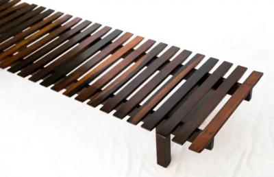 Brazilian Mid Century Modern Bench in Hardwood c 1960 s