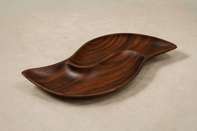 Brazilian Mid Century Modern Sculptural Platter in Solid Jacarand Rosewood