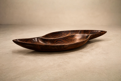 Brazilian Mid Century Modern Sculptural Platter in Solid Jacarand Rosewood