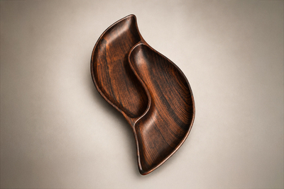 Brazilian Mid Century Modern Sculptural Platter in Solid Jacarand Rosewood